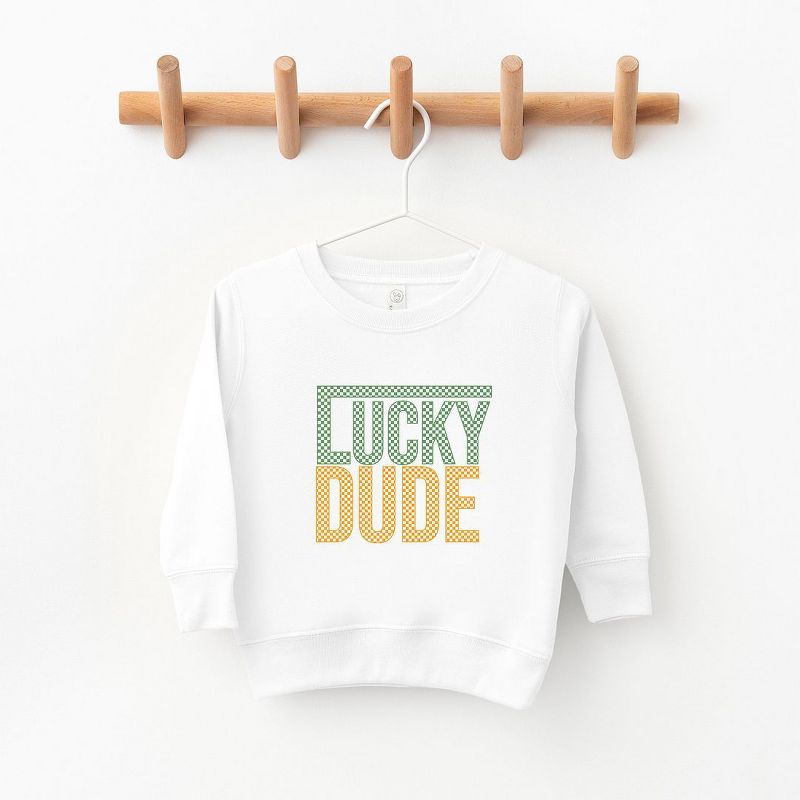 The Juniper Shop Block Checkered Lucky Dude Toddler Graphic Sweatshirt