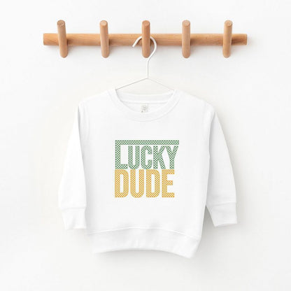 The Juniper Shop Block Checkered Lucky Dude Toddler Graphic Sweatshirt