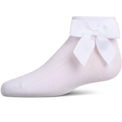 Memoi Girls' Ribbed Bow Anklet Socks