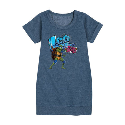 Girls' - Teenage Mutant Ninja Turtles - Leonardo AKA Leo Graphic Short Sleeve Fleece Dress