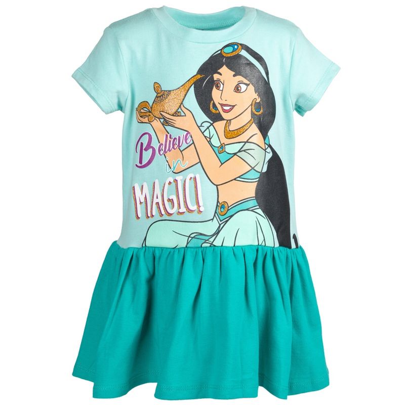 Disney Frozen Elsa Anna Moana Princess Rapunzel Jasmine Belle Girls French Terry Dress Little Kid to Big Kid