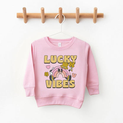 The Juniper Shop Lucky Vibes Cartoon Rainbow Toddler Graphic Sweatshirt