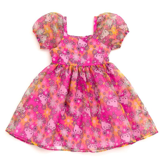 فستان هالو كيتي من الأورجانزا برقبة مربعة