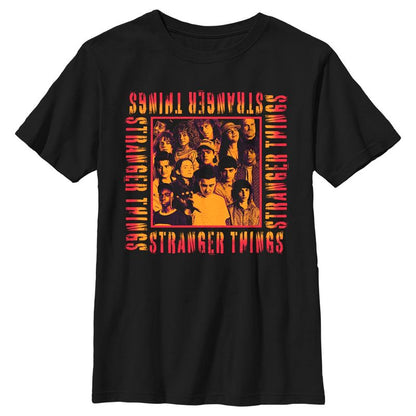 تي شيرت برتقالي مُغلف بإطار من Stranger Things للأولاد
