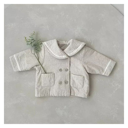 MyKids-Usa Baby Plaid Pattern Solid Color Lapel Design Cute Style Quilted Coat