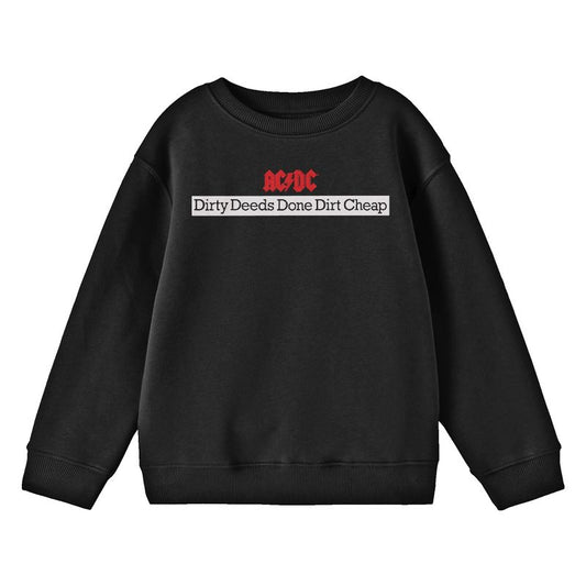 ACDC Dirty Deeds Done Dirt Cheap Youth Black Crew Neck Sweatshirt