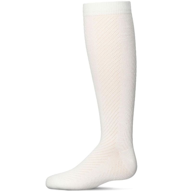 Memoi Girls' Pointelle Cotton Blend Knee High Sock