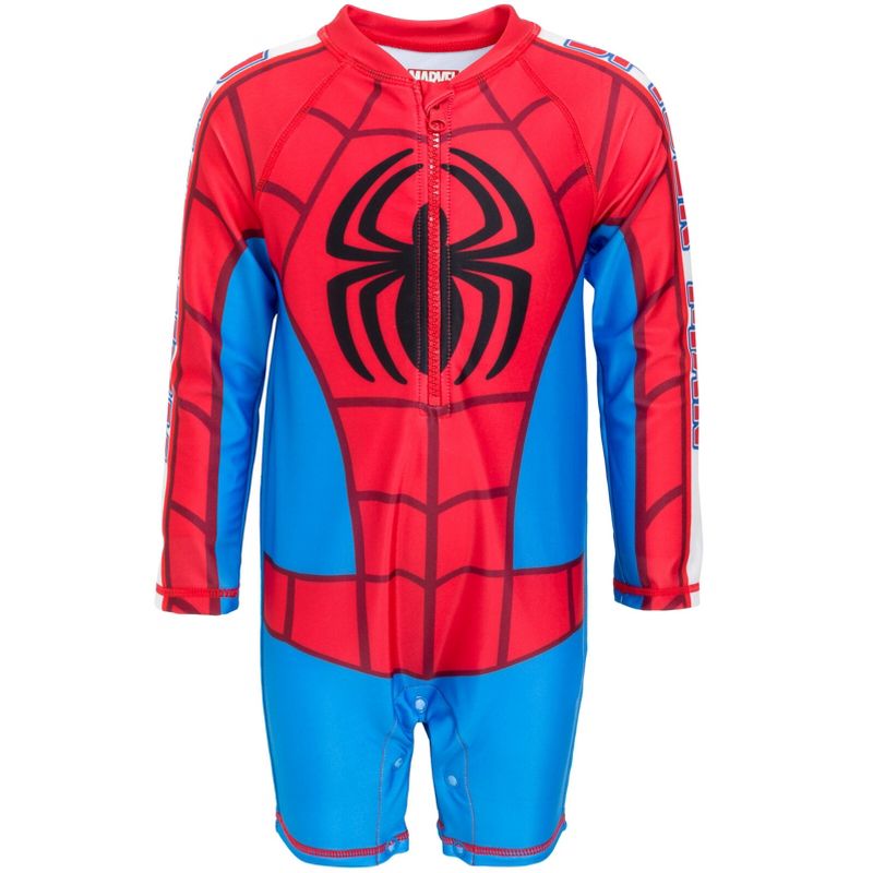 بدلة سباحة من قطعة واحدة بسحاب من Marvel Avengers Spider-Man للأطفال الصغار