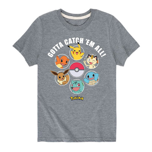 Boys' - Pokémon - Gotta Catch Em All Design Short Sleeve Graphic T-Shirt