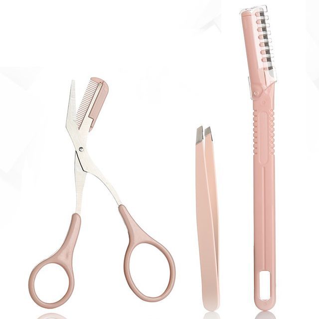 Choyu, Set: Stainless Steel Eyebrow Scissors + Razor + Tweezers