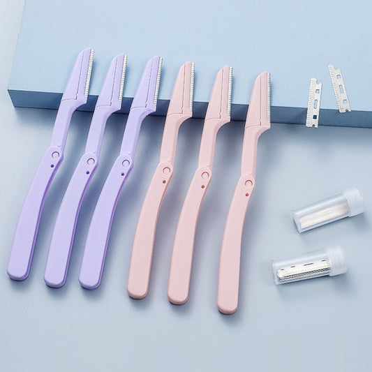 Set of 13pcs - 10pcs Blade & 3pcs Eyebrow Razor - Purple - One Size