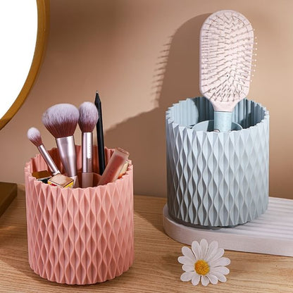 Yulu, Rotatable Textured Plastic Makeup Brush Holder / Desk Organizer