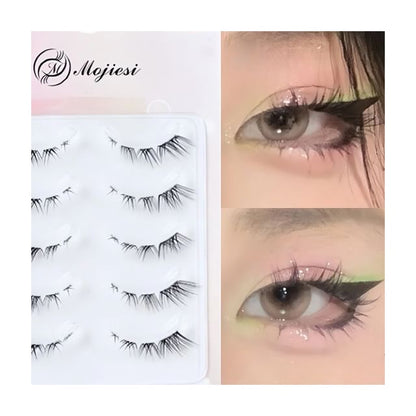 Mogugu, Set of 5 Pairs: Fox Eye Crisscross Cluster False Eyelashes