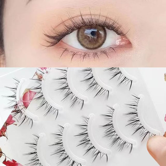 Lashie, Set of 5 Pairs: Natural Wispy Clear Band False Eyelashes