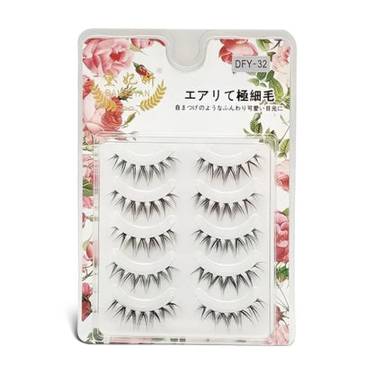 Lashie, Set of 5 Pairs: Doll Eye Spiky Clear Band False Eyelashes
