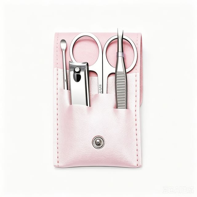 Charyeina, Set of 4: Stainless Steel Manicure Kit with Faux Leather Sleeve