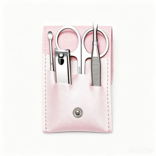 Charyeina, Set of 4: Stainless Steel Manicure Kit with Faux Leather Sleeve