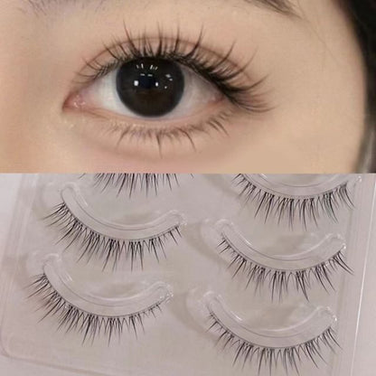 Mogugu, Set of 5 Pairs: Natural Wispy Clear Band False Eyelashes