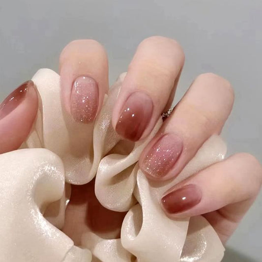 WGOMM, Glitter Gradient Pink Press On Nails