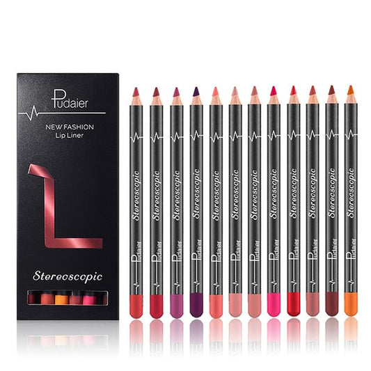 Pudaier, Stereoscopic Lip Liner Set (12 Colors)