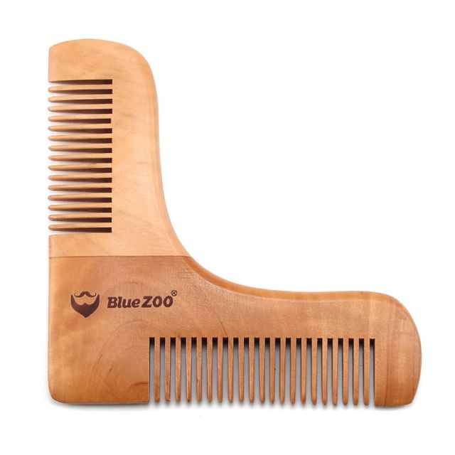 Gizmi, 2 in 1 L Shape Wooden Beard Comb