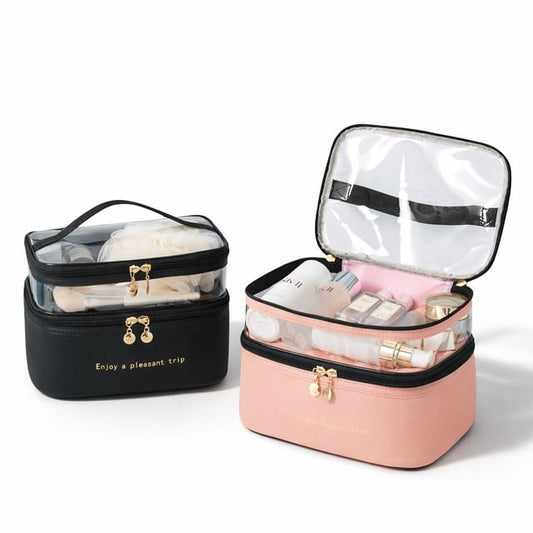Buttermilk, Large Capacity Faux Leather Cosmetic Makeup Bag