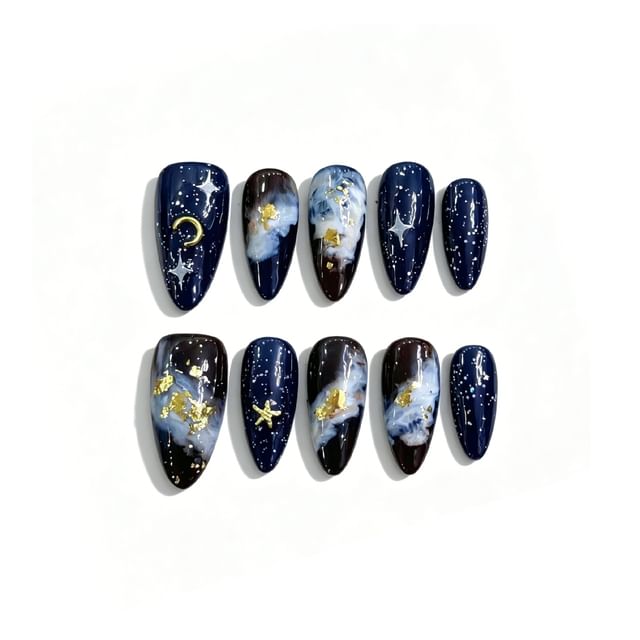 1888 - Star & Moon - Dark Blue - L