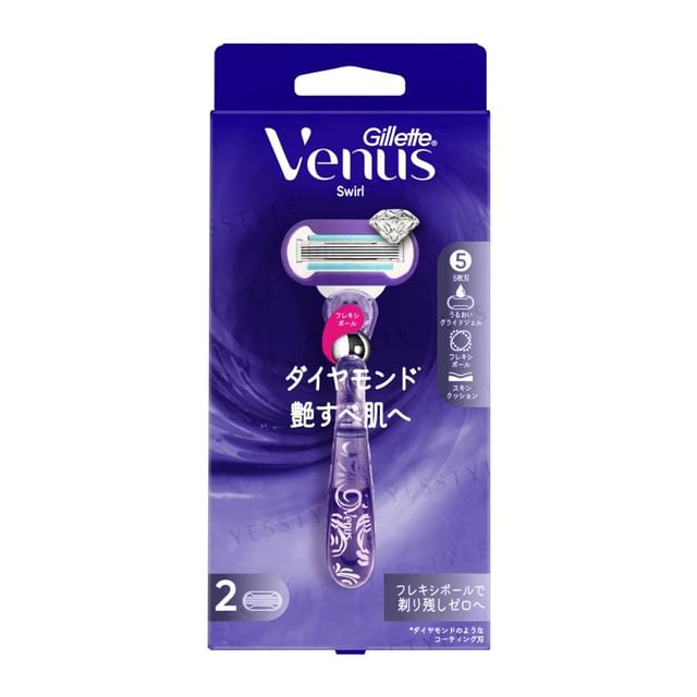 Gillette Japan, Venus Swirl Razor For Glossy Skin Body & 2 Blade