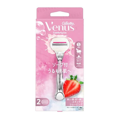 Gillette Japan, Venus Comfortglide Strawberry Field Razor For Moist Skin Body & 2 Blade