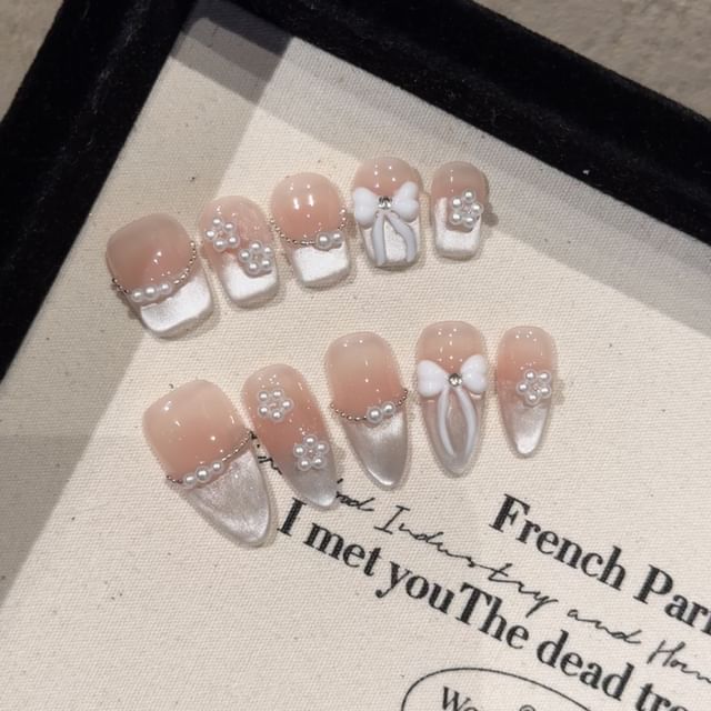 eovda, Bow Faux Pearl Press On Nail (Various Designs)