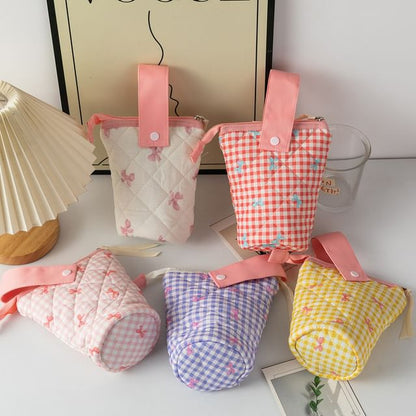 Milha, Bowknot Quilted Makeup Bag / Pencil Case