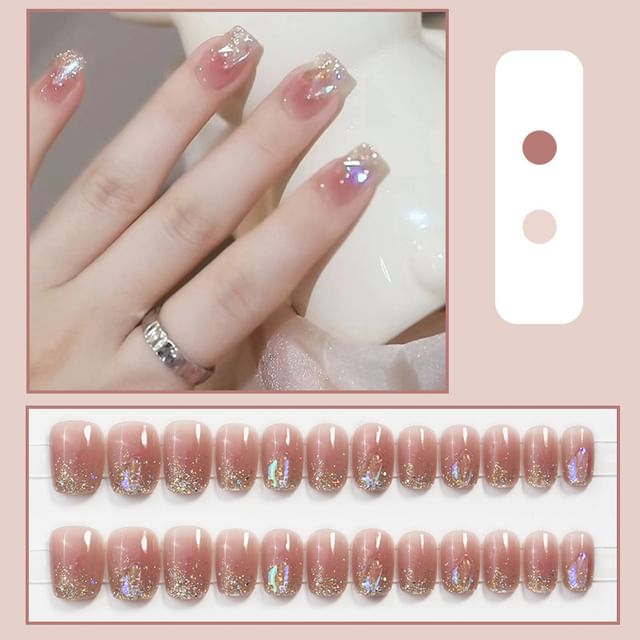 Pristella, Embellished Gradient Square Press On Nail