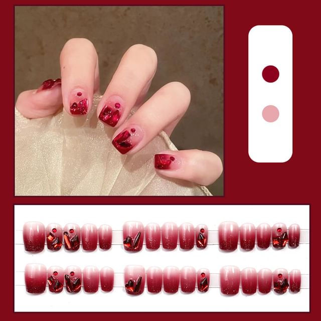 Pristella, Embellished Gradient Square Press On Nail