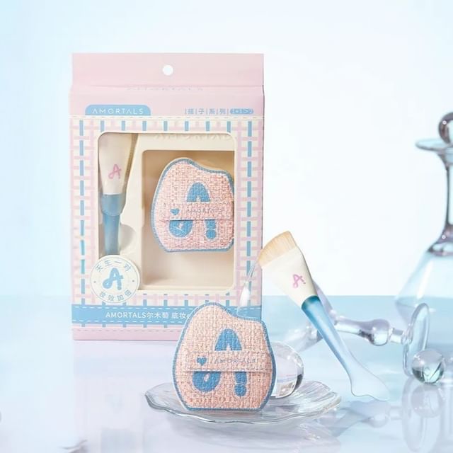 AMORTALS, Fishtail Foundation Brush & Powder Puff Set