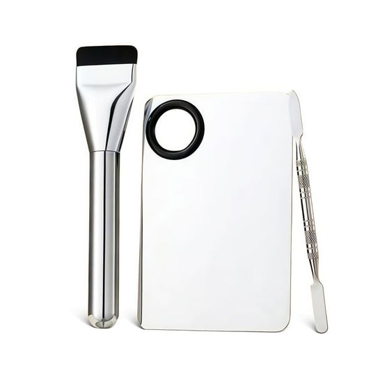 Fondes, Stainless Steel Mixing Palette Ring / Flat Foundation Brush / Mixing Spatula / Set (Various Designs)