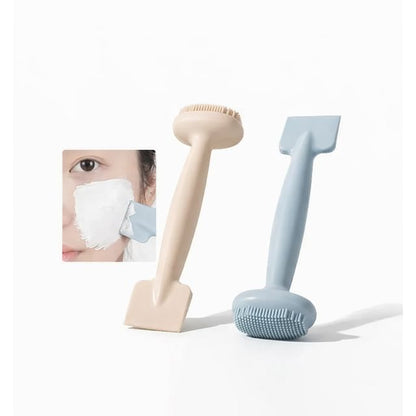 Buttermilk, Silicone 2 in 1 Face Cleaning Brush with Spatula