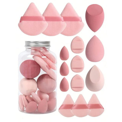 Candy Drop, Set of 15: Makeup Blender Beauty Sponge + Powder Puff