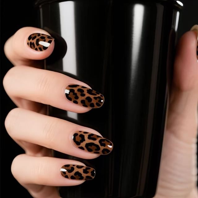 Cutip Nails, Leopard Print Almond Press On Nail