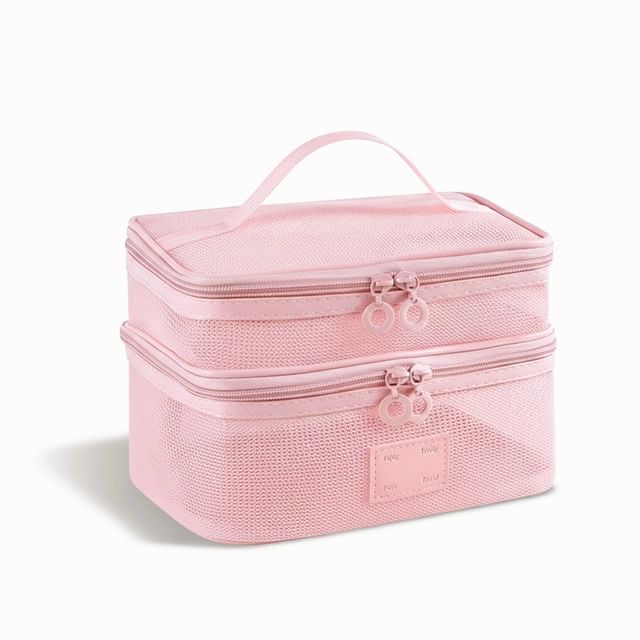 Worthbuy, Plain Mesh Top Handle Vanity Pouch