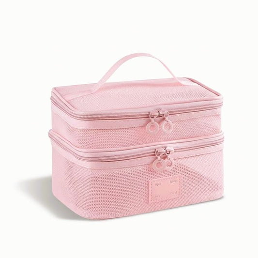 Worthbuy, Plain Mesh Top Handle Vanity Pouch
