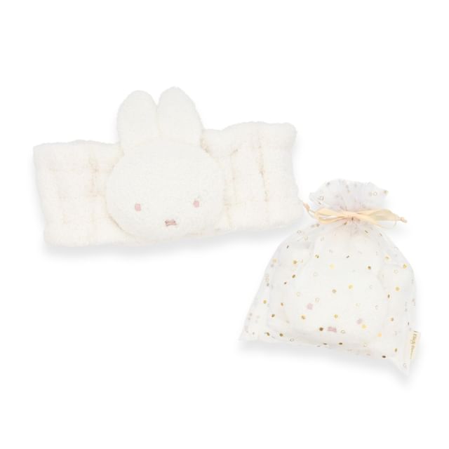 SHOBIDO, Dick Bruna Miffy POWDERY SERIES Face Wash Headband with Drawstring Bag BROWN