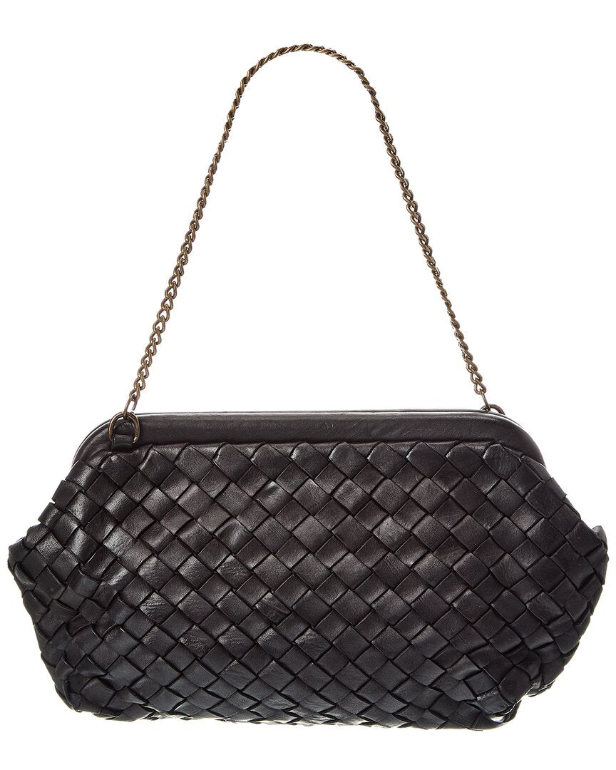 quincy hand woven leather clutch