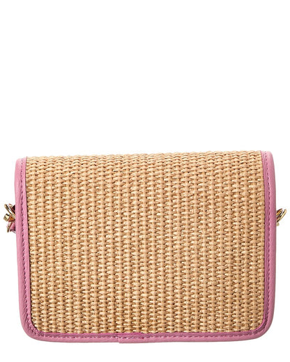 eva straw & leather crossbody