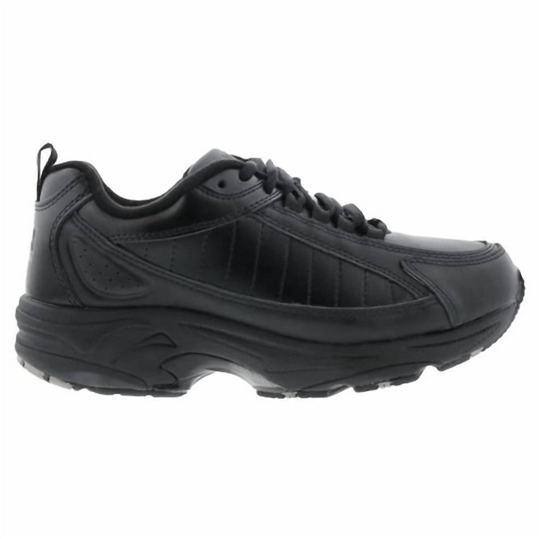 women's walking shoes in black leather