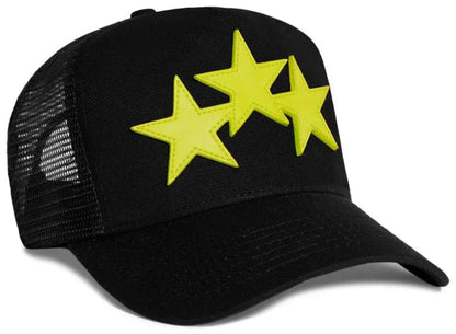 three star trucker hat in lime