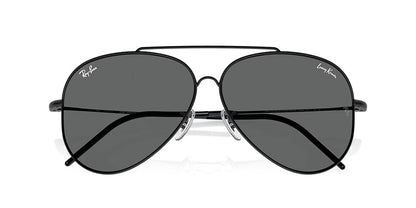 men's rbr0101s reverse aviator sunglasses in polished black dark grey