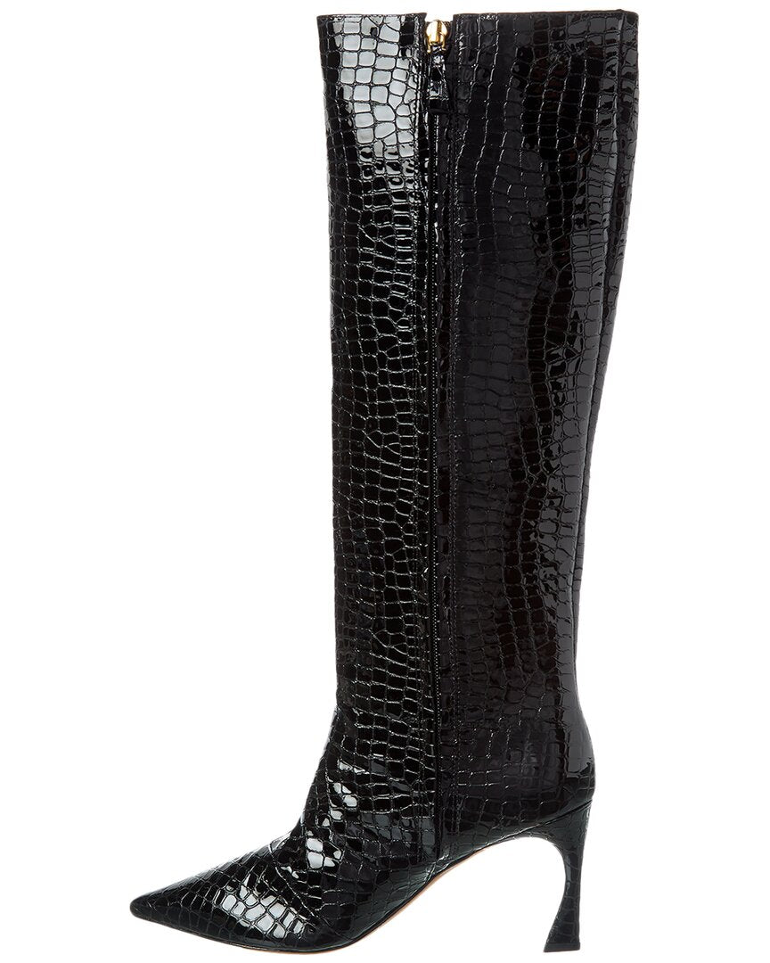 kyra 85 patent croc-embossed leather knee-high boot