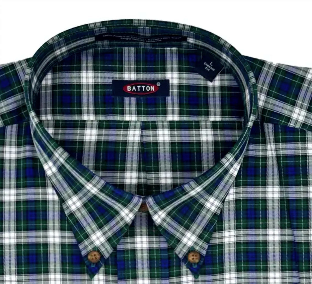 men's camden cotton long sleeve shirt in blue plaid