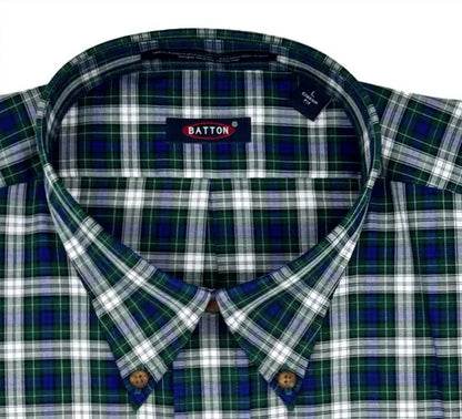 men's camden cotton long sleeve shirt in blue plaid