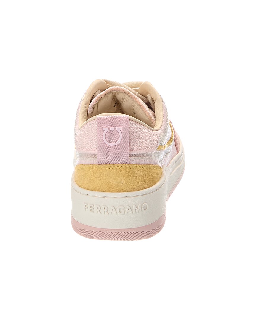 ferragamo destiny suede-trim sneaker